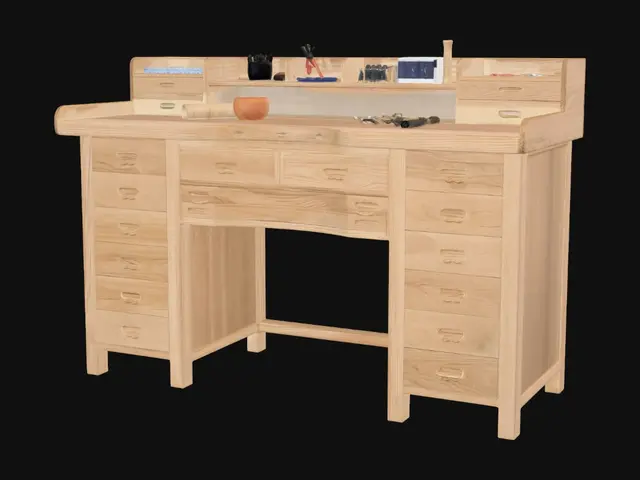 3D model for Wooden Workbench with Drawers