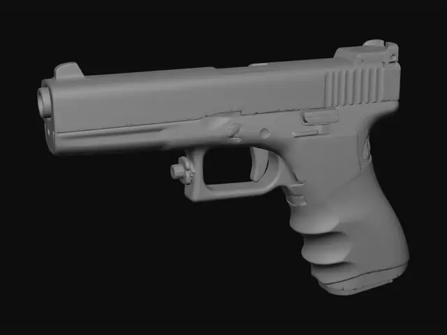 3D model for Silver Slide Pistol on Black