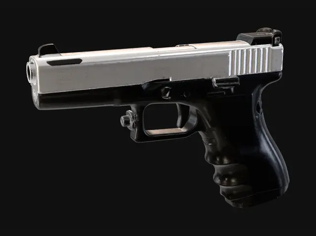 3D model for Silver Slide Pistol on Black