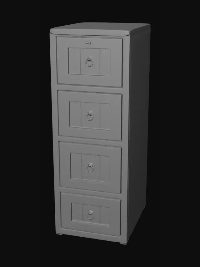 3D model for Dark Wood Four-Drawer Filing Cabinet