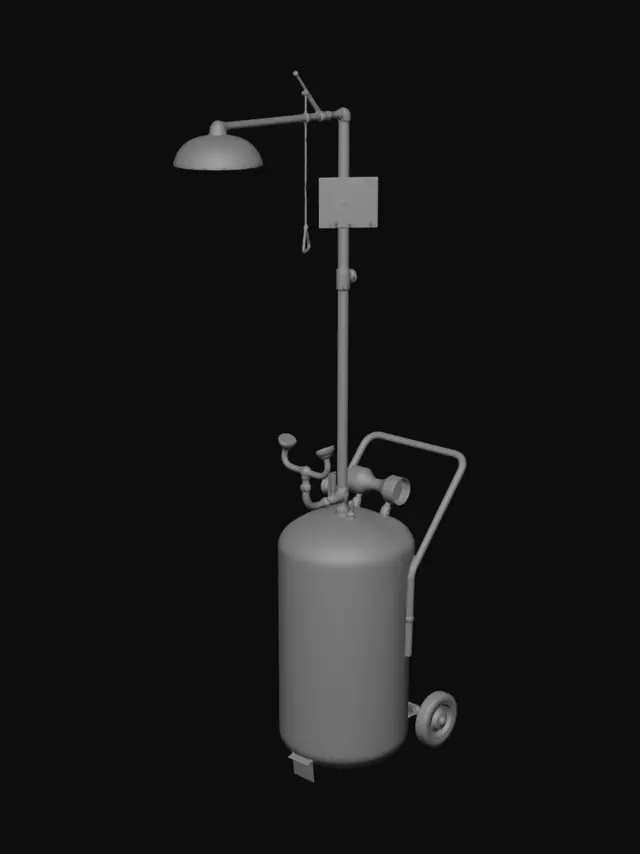3D model for Portable gas cylinder on a wheeled cart