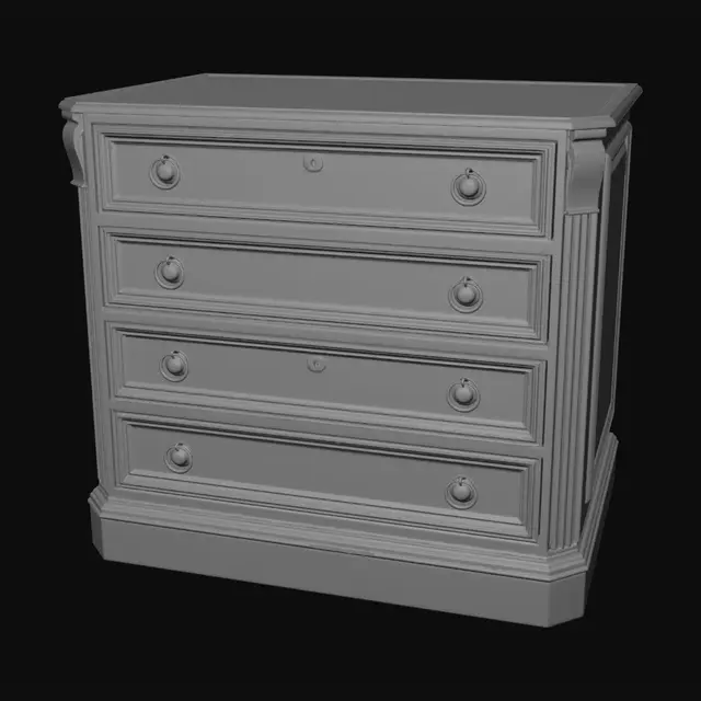3D model for Weathered Oak Chest of Drawers