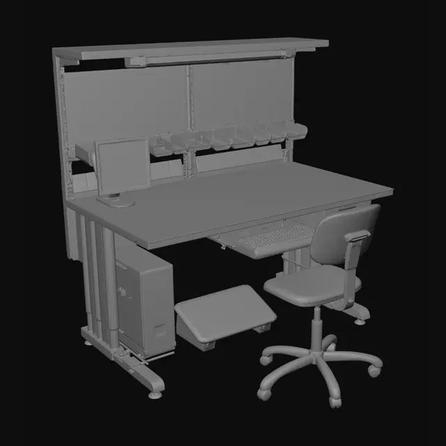 3D model for Electronics Workbench with Parts Organizers