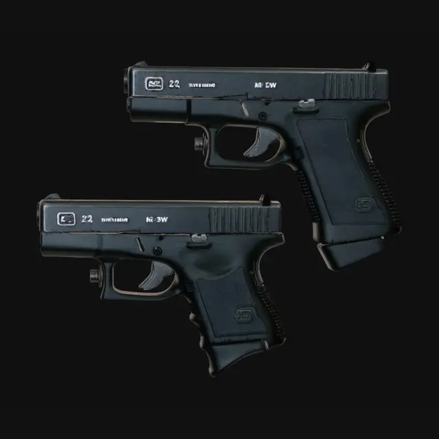 3D model for Two Glock pistols on a pink background