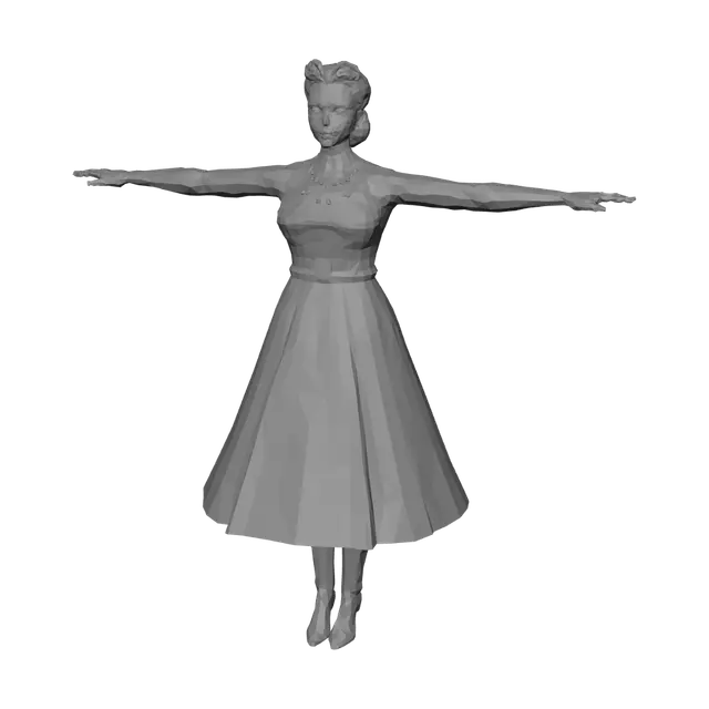 3D model for Elegance in Black Satin
