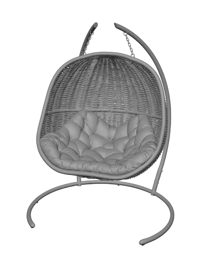 3D model for Teal Cushioned Hanging Wicker Egg Chair