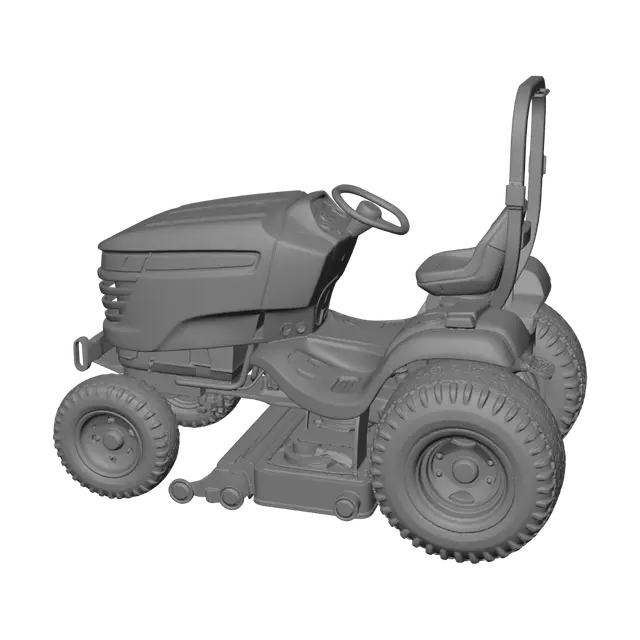 3D model for John Deere 445 garden tractor overview
Production – The 445 was built in Horicon, Wisconsin from 1992‑2001 and sold as a 400‑series garden tractor. It used a 22‑hp Kawasaki FD620D liquid‑cooled V‑twin engine and a hydrostatic transmission. The tractor was equipped with power steering, a mechanical rear differential‑lock and optional all‑wheel steering (AWS). An open operator station was standard, with an optional Cozy cab and heater. Its wheelbase is about 50.4 in (2‑wheel steer) or 49.4 in (AWS) and it weighs 815‑910 lb. Attachment options included 48‑, 54‑ or 60‑in mower decks, snowblower, blade and front loader.
Fender‑mounted storage compartment – On the left fender deck there is a rectangular opening designed to accept a removable plastic toolbox; instructions for installing the H3 hy