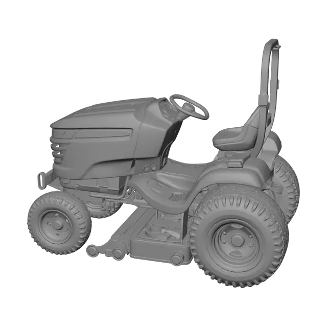 3D model for John Deere 445 garden tractor overview
Production – The 445 was built in Horicon, Wisconsin from 1992‑2001 and sold as a 400‑series garden tractor. It used a 22‑hp Kawasaki FD620D liquid‑cooled V‑twin engine and a hydrostatic transmission. The tractor was equipped with power steering, a mechanical rear differential‑lock and optional all‑wheel steering (AWS). An open operator station was standard, with an optional Cozy cab and heater. Its wheelbase is about 50.4 in (2‑wheel steer) or 49.4 in (AWS) and it weighs 815‑910 lb. Attachment options included 48‑, 54‑ or 60‑in mower decks, snowblower, blade and front loader.
Fender‑mounted storage compartment – On the left fender deck there is a rectangular opening designed to accept a removable plastic toolbox; instructions for installing the H3 hy