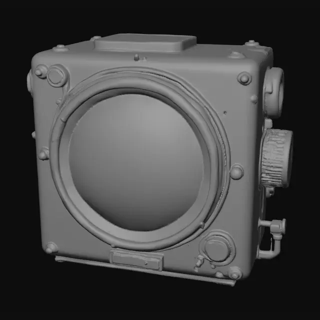 3D model for faça um radar simples com tela circular (como um radar antigo) sem botoes, ou interfaces, apenas o monitor. Quero que tenha uma estetica de equipamento sovietica e realista