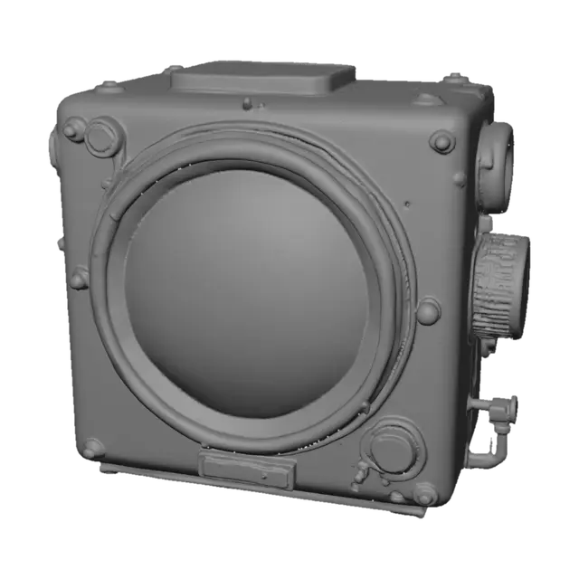 3D model for faça um radar simples com tela circular (como um radar antigo) sem botoes, ou interfaces, apenas o monitor. Quero que tenha uma estetica de equipamento sovietica e realista