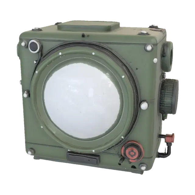 3D model for faça um radar simples com tela circular (como um radar antigo) sem botoes, ou interfaces, apenas o monitor. Quero que tenha uma estetica de equipamento sovietica e realista