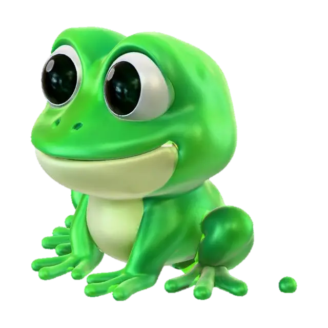 Kawaii Frog - Amphibian 3D model, vytvořený pomocí AI