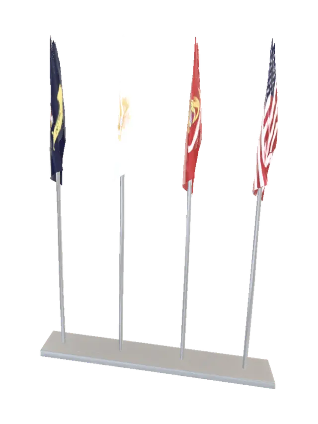 Four Service Flags 3D-model, gegenereerd door AI