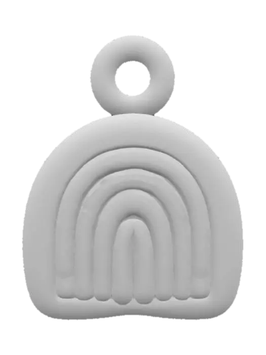 3D model for flat-bottomed charm with raised heart and rainbow lines, and a top connector loo