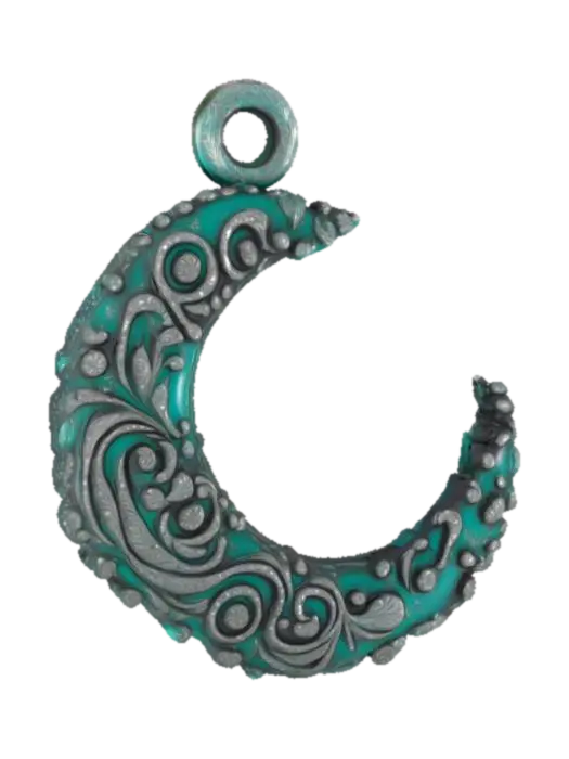 give me a flat charm with a flush loop connector at the top - a detailed elegant… - Keychain 3D model, vytvořený pomocí AI