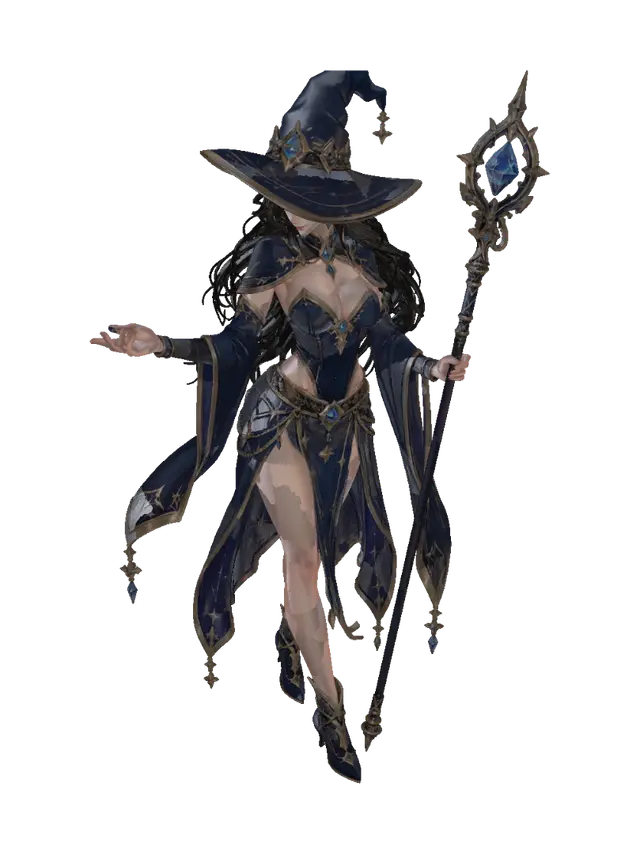 Sapphire Arcane Mage 3D model, vytvořený pomocí AI