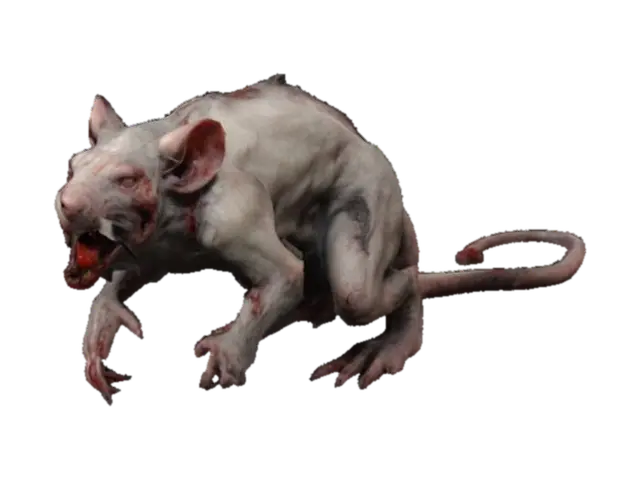 a grotesque humanoid rat creature with mangy fur, bloody, gangly, horror game asset,… 3D model, vytvořený pomocí AI