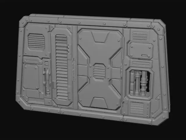3D model for Trapezoid space ship wall panel, industrial, gritty, science fiction, detailed