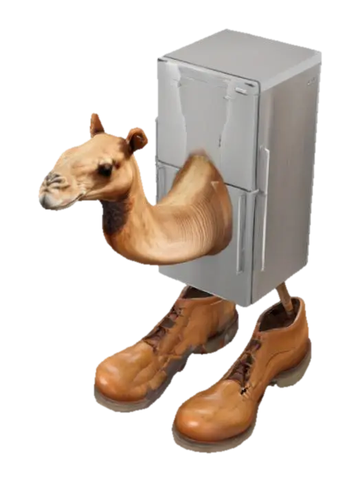 Camelfridge meme 3D model, vytvořený pomocí AI