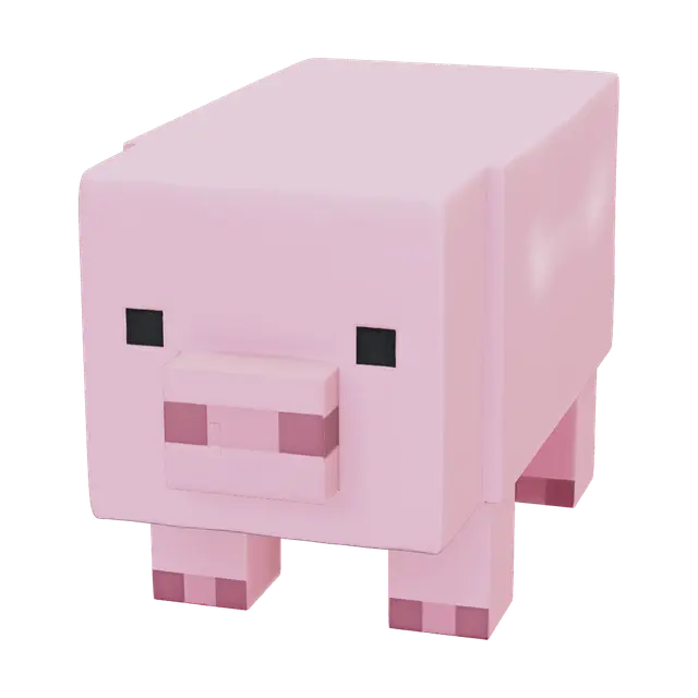 Minecraft Pig - Blocky 3D model, vytvořený pomocí AI
