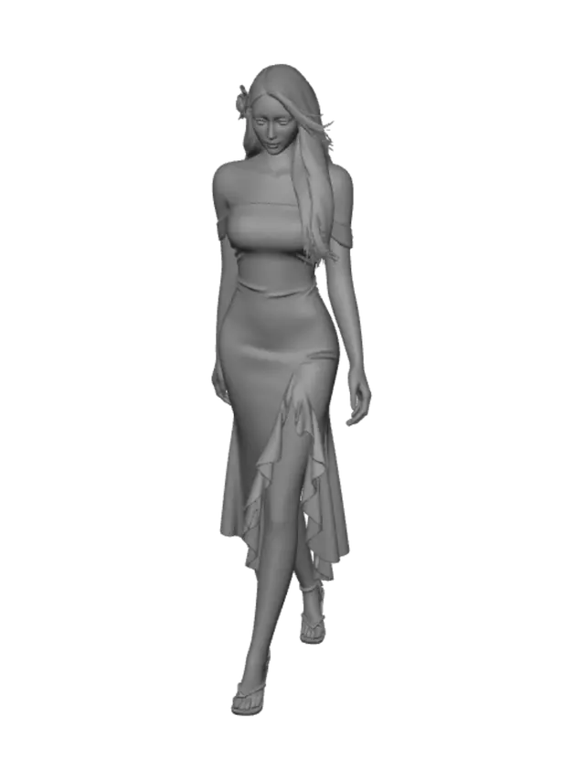 3D model for Pastel Floral Lace Off-Shoulder Dress