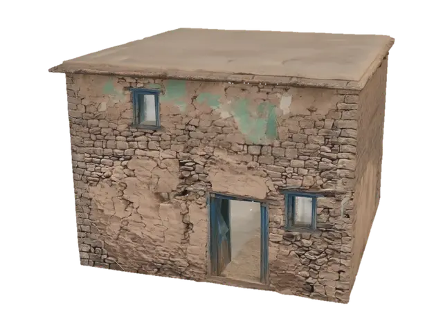 Deserted Stone House 3D model, vytvořený pomocí AI