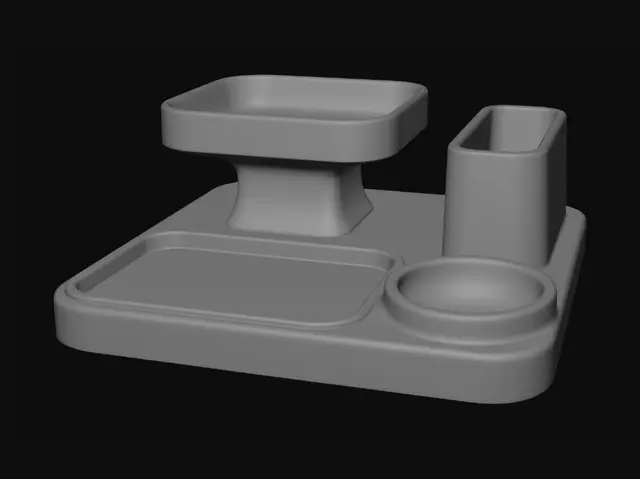 3D model for Matte Black Multi-Compartment Desk Organizer