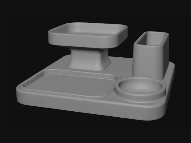 3D model for Matte Black Multi-Compartment Desk Organizer