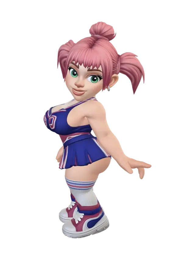 Moonlit Stadium Cheerleader - Pompons 3D-model, gegenereerd door AI