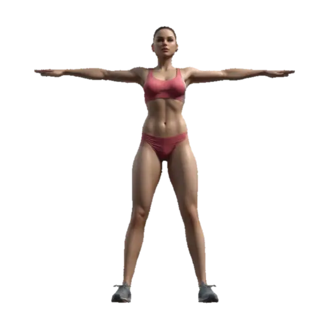 Photorealistic. An athletic woman, T-pose. Her face is realistic. Beautiful lips and a… - 4k 3D model, vytvořený pomocí AI