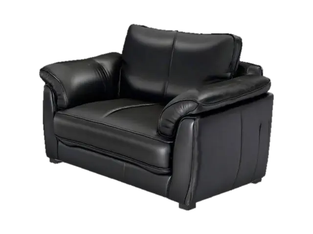 Modèle 3D black leather sofa chair high detail, généré par IA