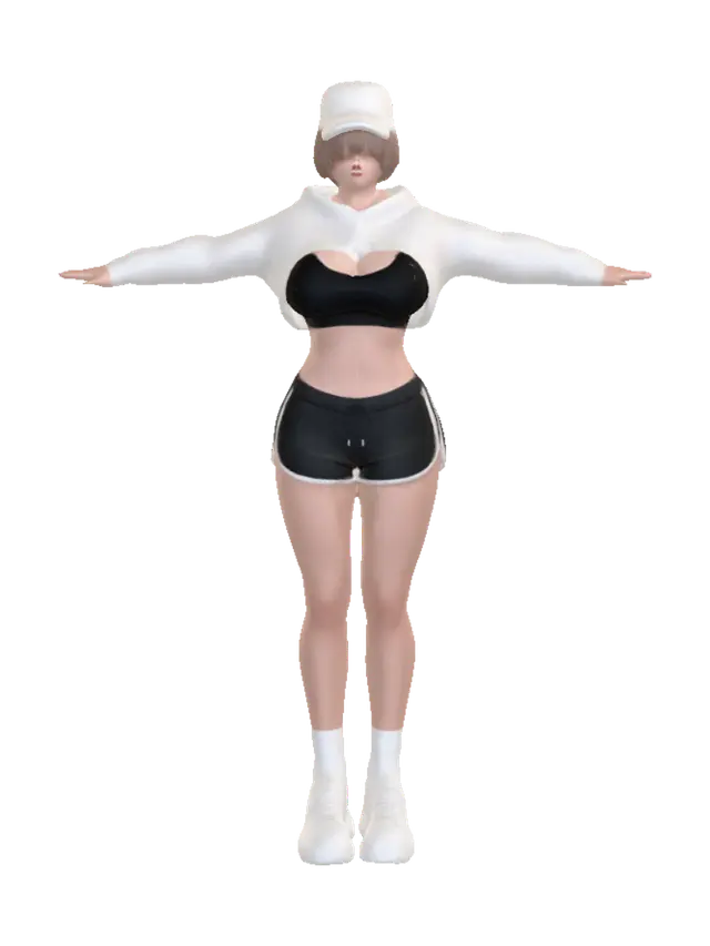 Athletic T-Pose in Monochrome - Torso 3D model, vytvořený pomocí AI