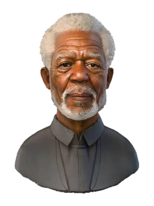 super high definition bust of a morgan freeman - Actor 3D model, vytvořený pomocí AI