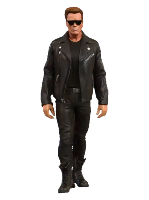 super high definition upperbody of young Arnold Schwarzenegger dressed as Terminator… - Actor 3D model, vytvořený pomocí AI