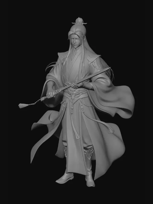 3D model for White Robed Swordsman