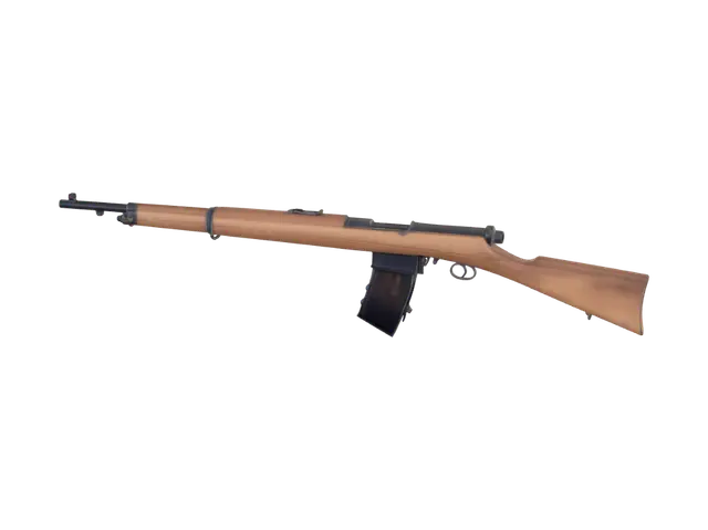 Bolt-action rifle with wooden stock and detachable box magazine 3D model, vytvořený pomocí AI