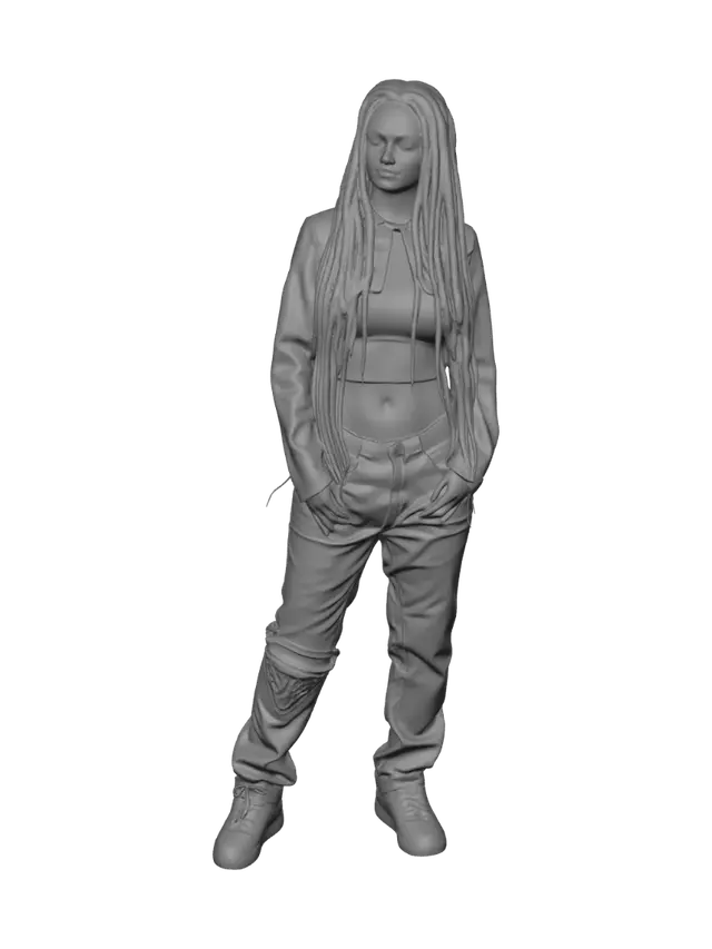 3D model for Blue Jacket White Crop Top Red Carpet Look