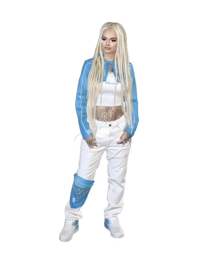 3D model for Blue Jacket White Crop Top Red Carpet Look