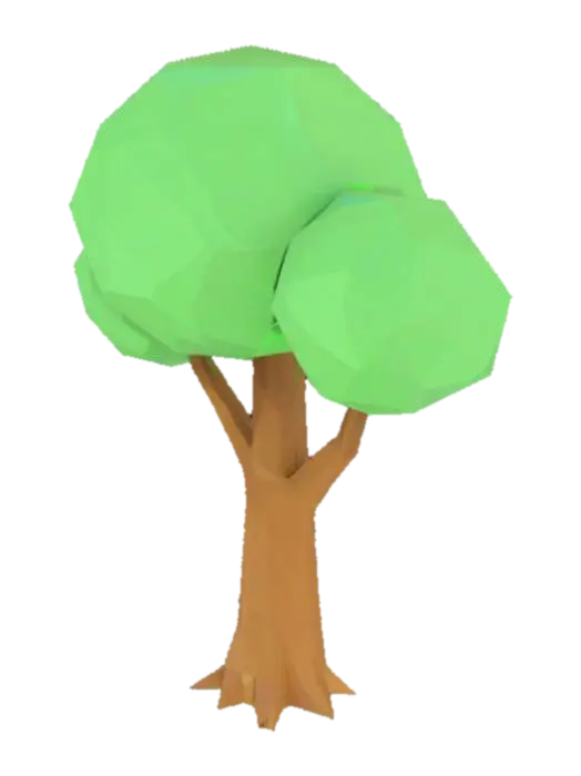 low poly tree 3D model, vytvořený pomocí AI