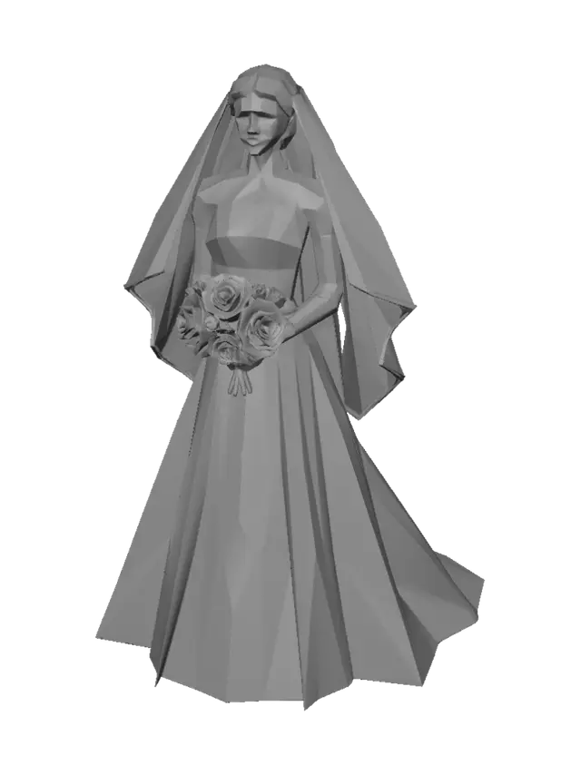 3D model for Faceted Bride in Soft Peach