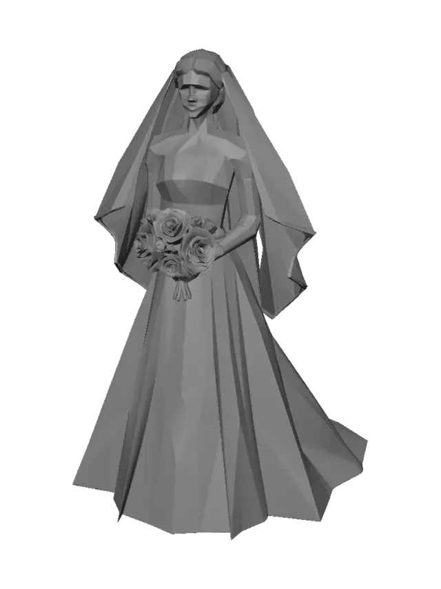 3D model for Faceted Bride in Soft Peach
