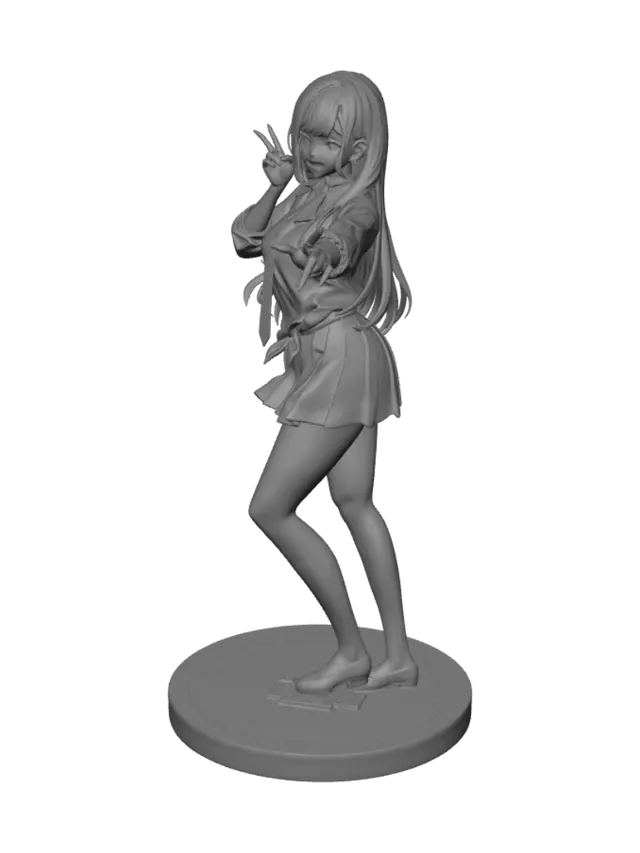 3D model for Peace Sign Pose in School Uniform