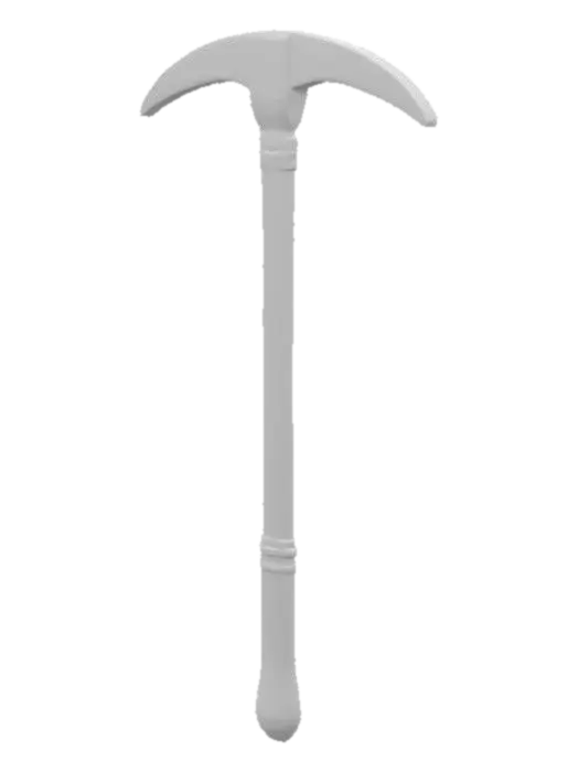 3D model for A realistic 3D model of an Pickaxe, game-ready, clean topology, medium polycount, detailed metal blade and handle, realistic proportions, centered, no background. Designed for fantasy or medieval-themed games.
