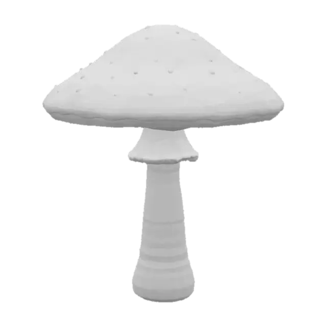 3D model for A realistic 3D model of a green mushroom, game-ready, clean topology, medium polycount, detailed cap and stem texture, natural red and white colors, centered, no background.