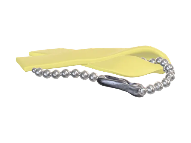 Yellow Ribbon Bracelet on Dark Fabric 3D model, vytvořený pomocí AI