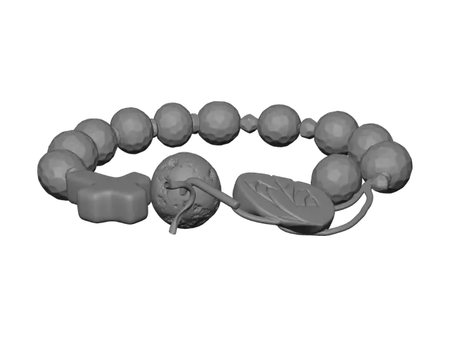 3D model for Beaded Bracelet on a Wooden Floor
