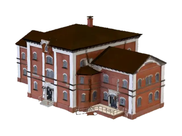 Historic train station - Railroad 3D model, vytvořený pomocí AI