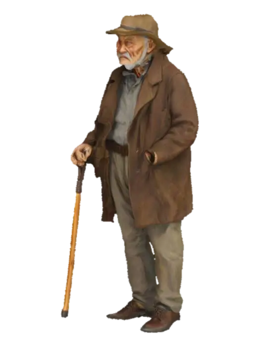 alter Mann Gehstock - Stick 3D model, vytvořený pomocí AI