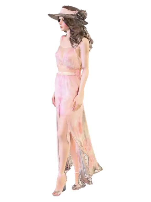Ein glamouröser Frauencharakter mit einer anmutigen Haltung, bekleidet mit einem… - Flapper-3D-modell, genererad av AI
