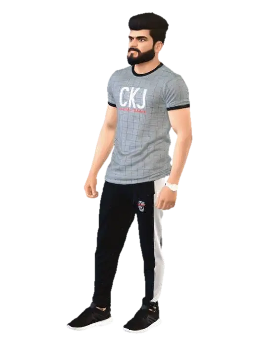 Athletic Portrait in Grey Workout Tee 3D model, vytvořený pomocí AI